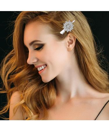 Sibba Rhinestone Bridal Hair Barrettes - 2 PCS Large Diamante Wedding Hairpins with Flower Design for Women - Elegant Crystal Hair Clip Accessories - Buy Online on GoSupps.com