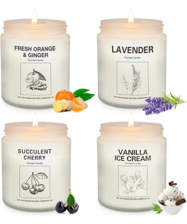 Scented Candle Sets - Natural Soy Wax & Essential Oils | 4 Aromatherapy Candles (35 Hour Burn) | Perfect Gifts for Christmas Birthdays & Moms - Cherry Gingerbread Honey Lavender Vanilla Ice Cream - Buy Online on GoSupps.com