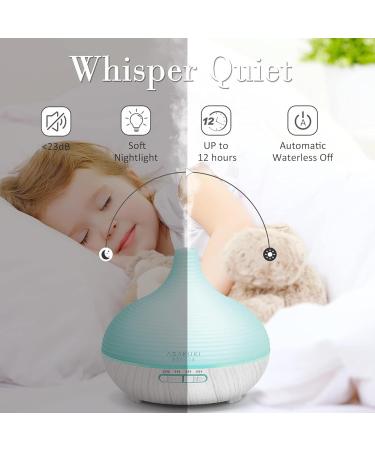 Asakuki Aroma Diffuser & 300ml Ultrasonic Humidifier with Essential Oils Set - 14-Color LED 23dB Ultra-Quiet for Yoga Spa & Home - Buy Online on GoSupps.com