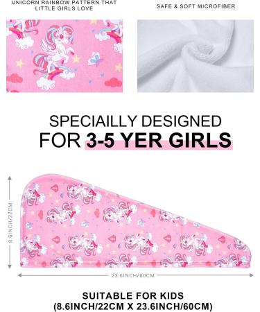 Meetrue Unicorn Microfiber Hair Turban for Girls - 3-Pack Quick Dry Towels (Pink Blue White) - Super Absorbent for Kids Age 3-5 - Buy Online on GoSupps.com