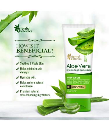 Oriental Botanics Aloe Vera Green Tea & Cucumber After Sun Gel - No Silicone Paraben 100ml - Buy Online on GoSupps.com