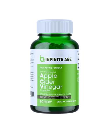 INFINITE AGE 1950mg Apple Cider Vinegar Capsules 90 Count - USA Made Vegan Gluten Free All-Natural - with 60mg Cayenne Fruit - No Fillers Ultra Concentrated