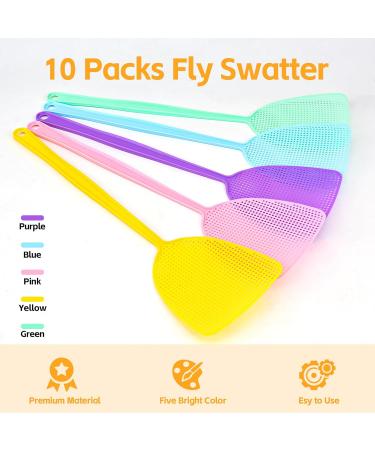 Plastic Fly Swatter 10 Pack Multi-Color Strong Fly Killer Manual Pest Control Fly Catcher for Indoor Outdoor Mosquitoes Flies Spiders Insect - Buy Online on GoSupps.com