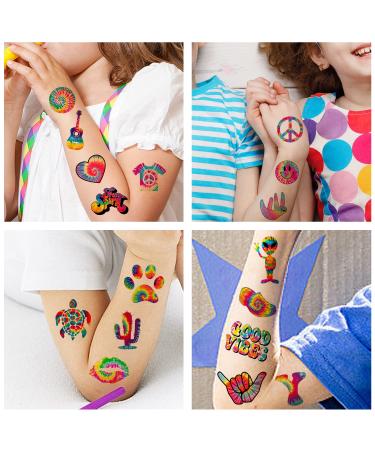 Tie Dye Temporary Tattoos Stickers - 192PCS, 16 Sheet Body Art Fake Tattoos for Kids, Tie Dye Party Favor & Decorations - Carnival Rewards - Buy Online on GoSupps.com