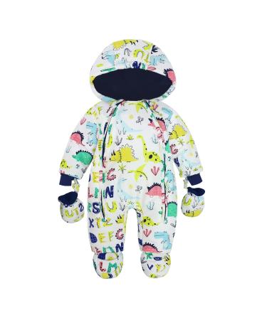 Baby Boys Winter Hooded Romper Snowsuit with Gloves Booties Cotton Jumpsuit Outfits 3-24 Months H 9-12 Months