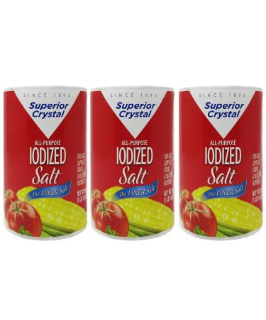 Salt Superior Crystal The Finer Iodised Salt, 3 Pack Each 26 Oz