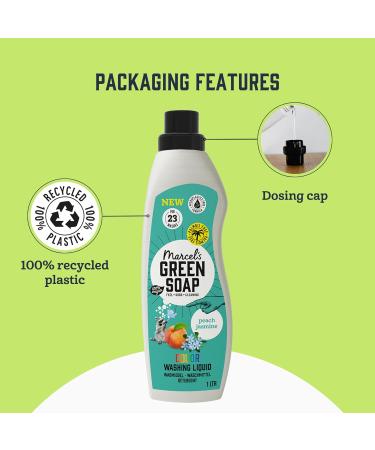 Marcel's Green Soap Washing Liquid 1L - Peach & Jasmine Scent - Buy Online on GoSupps.com