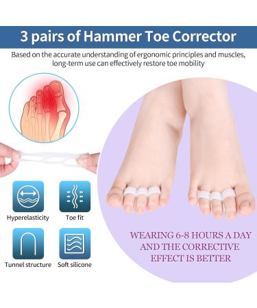 DYKOOK Hammer Toe Straightener Set - 6 PCS Toe Corrector Gels for Crooked Toes | 3 Loop Design for Joint Realignment | Gel Splints for Cushion Support - Buy Online on GoSupps.com