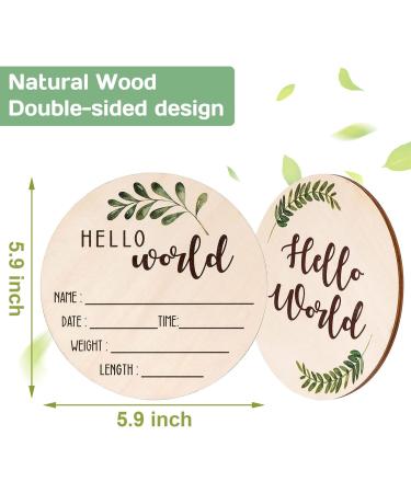 Baby Announcement Sign for Newborn 5.9" Double-Sided Hello World Newborn Name Sign for Hospital Birth Announcement The Perfect Round Wooden Welcome Baby Sign for New Baby Boy Girl Gifts - Buy Online on GoSupps.com