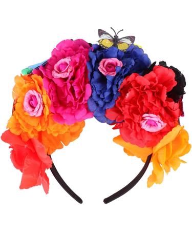 Lurrose Halloween Flower Crown & Butterfly Hairband | Day of the Dead Headdresses for Women | Perfect for Halloween Parties & Cosplay - Buy Online on GoSupps.com