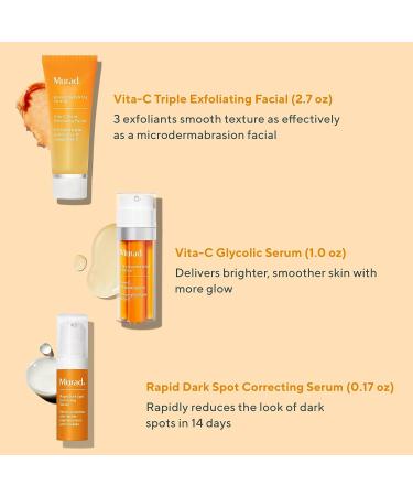 Murad The Dark Spot Correctors - 3-Piece Set (Worth 171) - Vita-C Triple Exfoliating Facial 80ml Vita-C Glycolic Serum 30ml & Rapid Dark Spot Correcting Serum 5ml - Buy Online on GoSupps.com