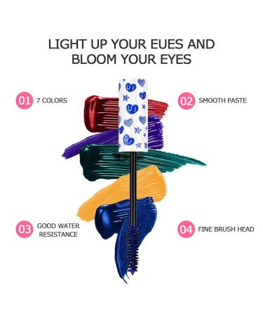 Colored Mascara Set - Waterproof, Long Lasting Volume and Length Fiber Mascara 0.98 Ounce (Pack of 7) - Buy Online on GoSupps.com