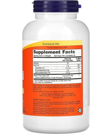 NOW Foods Flax Oil 1000mg - 250 Softgels | Cold-Pressed Omega-3 Supplement - Buy Online on GoSupps.com