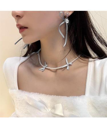 Southjieling Handmade Fashionable Necklace with Loop Trailer & Pearls for Women & Girls - Elegant White Collarbone Chain - Buy Online on GoSupps.com