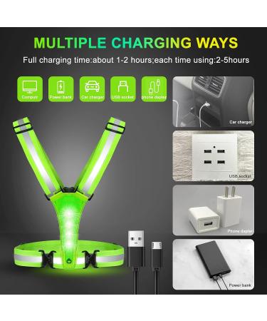 ConKrian LED Reflective Vest - USB Rechargeable Safety Gear for Night Running - Green - Buy Online on GoSupps.com
