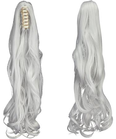 Curly Silver Grey Ponytail Clip Hair Extension 18 Inch - FXYTK Claw Jaw Ponytail - Buy Online on GoSupps.com