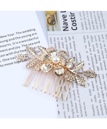 Yheakne Boho Flower Pearl Hair Comb Gold Pearl Wedding Hair Comb Barrette Metal Leaf Comb Headpieces Decorative Headwear Branch Leaf Hair Piece Wedding Hair Accessories for Women and Girls Gifts - Buy Online on GoSupps.com
