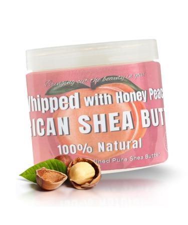 RA COSMETICS Whipped Shea Butter Honey Peach - 100% Pure and Natural African Shea Butter - Ultimate Handcrafted Moisturizer with Essential Vitamins for Radiant Skin and Luscious Hair - 12oz Jar Honey Peach 12 Ounce (Pack of