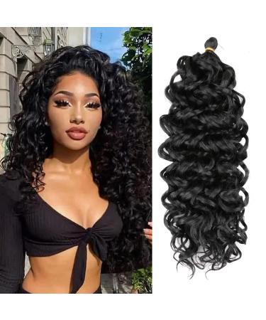 Hawaii Ocean Wave Crochet Hair 50.8 cm 6 packs natural black - Ocean Wave Braids Hair Synthetic Crochet Braiding Hair Extensions (20 Inch 1b#) 20 Inch 1b#