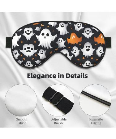 SSIMOO Cute White Ghost Halloween Sleep Mask - Adjustable Breathable Eye Mask for Ultimate Comfort | Perfect for Travel & Rest - Buy Online on GoSupps.com