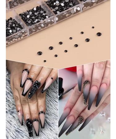 3120 Pcs Black Nail Art Rhinestones Kit - EBANKU Mixed Shape Crystal Stones for Nails Craft - Buy Online on GoSupps.com