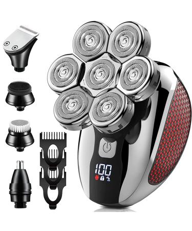 Detachable Head Shavers for Bald Men  Bald Head Shavers for Men Waterproof Wet&Dry  7D Electric Head Shaver for Men with Hair Sideburns Trimmer  6 in 1 Electric Razor Cordless Men's Grooming Kit