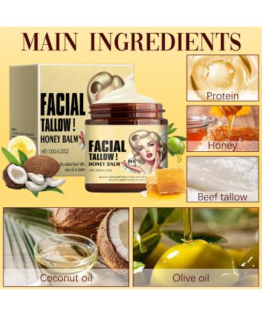 Whipped Beef Tallow & Honey Balm - Grass Fed Face Cream | Tallow Moisturizer for Skin (1PC) - Shop Now - Buy Online on GoSupps.com