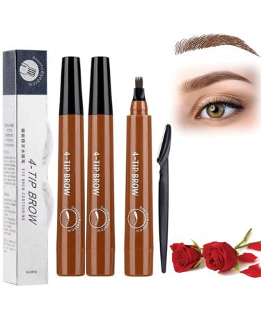Matezis Eyebrow Matezis Eye Pencil Nexavale Eyebrow Nexavale Magic Eyebrow Pencil 4 Tipped Precise Brow Pen Long Lasting Waterproof and Smudge-proof (2 light brown)
