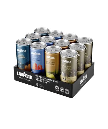 Lavazza Organic Cold Brew Coffee Variety Pack of 12 Count - Balanced, Complex, Smooth, Fruity, Sweet, Creamy, Medium and Dark Roast, 100% Arabica, USDA Organic and Rainforest Alliance Certified,1 Count(Pack of 12) Variety Pack 1 Count(Pack of 12)