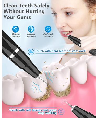 Ultrasonic Tooth Cleaner - Plaque Remover with 5 Adjustable Modes and LED - Safe & Effective Teeth Stain and Tarter Removal (Black) - Buy Online on GoSupps.com