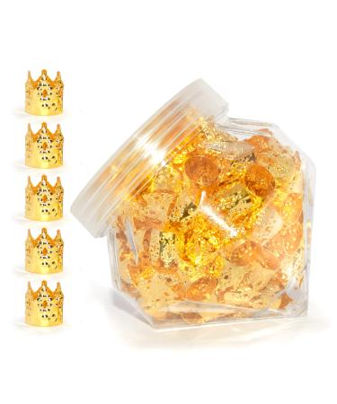 120 Pieces Aluminum Dread Locks Adjustable Metal Cuffs Dreadlocks Beads Braiding Hair Decorations In Diamond Shaped Bottle (Gold)