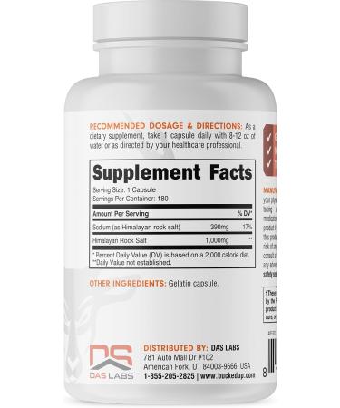 Bucked Up Himalayan Salt 1000mg Capsules Bucked Up Essentials (180 Servings) - Buy Online on GoSupps.com
