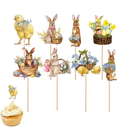 Easter Cupcake Toppers | Cake Topper Bunny Pick in Paper Vivid Cake Toppers Spring Party Supplies for Photo Booth Background Candy Box Photo Wall Onlynery - Buy Online on GoSupps.com