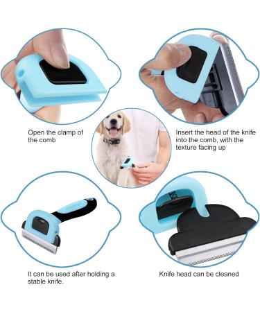 Maikehigh Pet Deshedding Grooming Tool | Fur Shedding Rake for Dogs & Cats | Blue - Buy Online on GoSupps.com