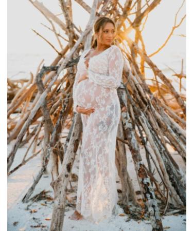 BUOYDM Maternity Lace Photography Props Maxi Dress - Elegant White XXL - Buy Online on GoSupps.com