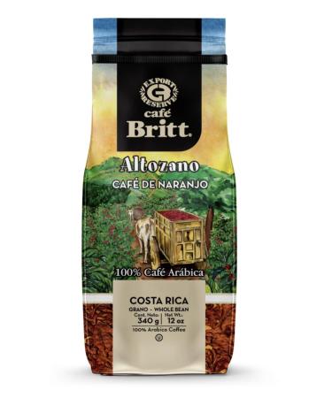Cafe Britt Costa Rican ALTOZANO GOURMET KOFFEE VAN NARANJO Whole Bean Coffee 340 g