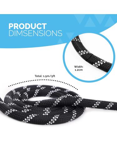 Furdreams 1.5m Slip-On Dog Lead - Reflective, Durable Climbers Rope Leash with Padded Handle - Weather Resistant - Waste Bag Dispenser - Black Large - Buy Online on GoSupps.com