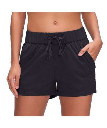 Hanse Clearance Women Summer Shorts Cordely Train Elastic Waist Pockets Leave Beach Houses Shorts Sport Yoga Short Hose Jogging Horts Loose Sport-Fitness Yoga Allmatch Shorts