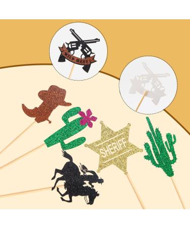 60 Pcs Cowboy Cupcake Toppers Glitter Western Rodeo Cupcake Picks for Western Theme Baby Shower Party Cake Decorations Supplies (Style03) Color01 - Buy Online on GoSupps.com