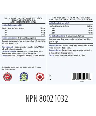 MapleLife Nutrition Harp Seal Oil 1000 mg Rich Source of Natural Omega-3 Fatty Acids EPA/DHA/DPA for Better Absorption Boost Brain Power Maintain Cardiovascular Health Lower Cholesterol & Triglyceride Anti-Inflammation Improve Cognitive Function 320 Softg - Buy Online on GoSupps.com