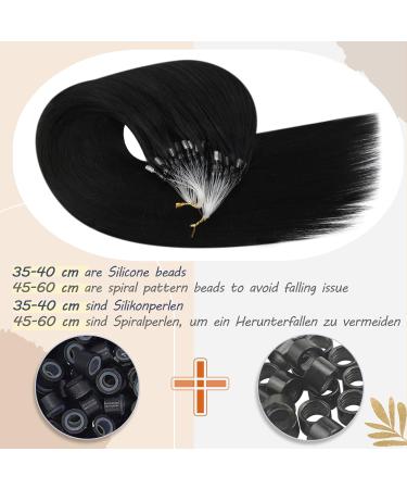 Ugeat Microring Extensions - Real Hair Black 35cm 50g (50 Strands) - Premium Micro Loop Extensions - Buy Online on GoSupps.com