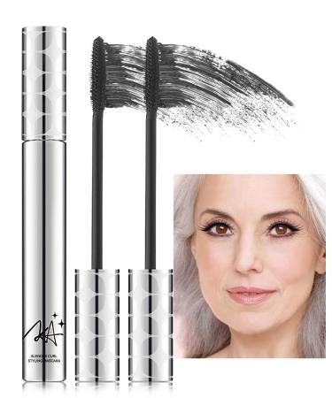 2PCS Mascara for Older Women 60 Plus Black Mascara Volume and Length for Mature Women with Thinning Lashes Prime Mascara Waterproof Long Lasting Volumizing Hypoallergenic Mascara for Sensitive Eyes Black(2pcs)