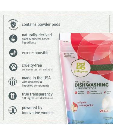 Grab Green Automatic Dishwashing Pods - Red Pear & Magnolia, 60 Loads, Eco-Friendly 2 lbs 4 oz - Buy Online on GoSupps.com