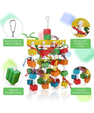 Mqupin Chewable Parrot Toys - Natural Wooden Block Foraging Toys for Budgies & Birds - 10 Inches Cage Hanging Climbing Toys - Buy Online on GoSupps.com