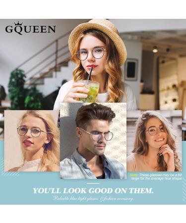 Gqueen Oversize Round Blue Light Filter Glasses - UV400 Protection for Men & Women | Glossy Black Frame for Gaming & PC Use - Buy Online on GoSupps.com
