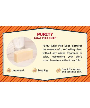 PURITY Goat Milk Soap Bar - Unscented, All-Natural, Gentle on Sensitive Skin | Handmade by Goat Milk Stuff | Box of 2 | Purity 2 Count - Buy Online on GoSupps.com