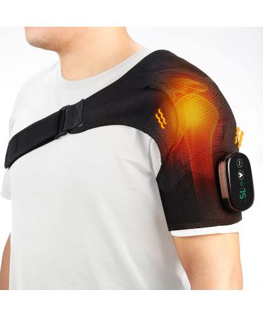 AFDEAL Cordless Shoulder Heating Pad  Heated Shoulder Brace with Vibration  Heating Shoulder Wrap with 3 Vibration and Temperature Settings  LED Display Black