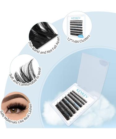 Lash Clusters 84 Pcs DIY Cluster Eyelash Extensions | Natural Look Thin Band & Soft | D-14mm Cirrus - Buy Online on GoSupps.com