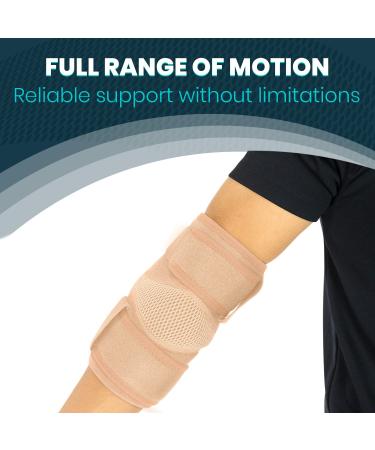 Vive Elbow Brace - Tennis Compression Sleeve for Golfers | Tendonitis Support Strap - Beige Standard - Buy Online on GoSupps.com