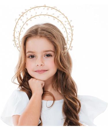 Goddess Crown Headpiece Headband Metal Pearl Hairband Golden Hair Band for Women Girls Mardi Gras Hair Accessories Lolita Carnival Cosplay Costume Party - Buy Online on GoSupps.com
